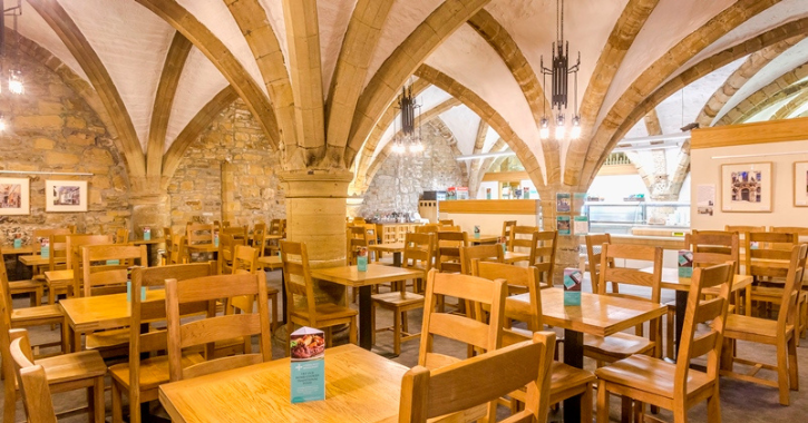 View of Undercroft Cafe inside Durham Cathedral.